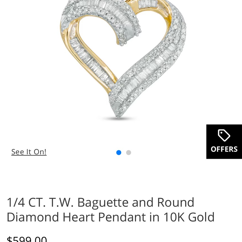 Zales Gold and Silver Diamond Heart Necklace